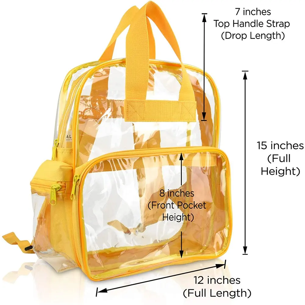 15 Inch Unisex Adult Multi-Purpose Clear Backpack - Yellow