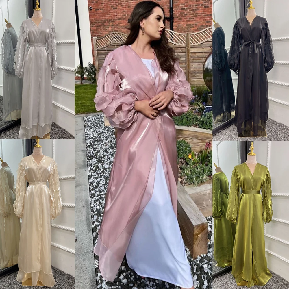 

Ramadan Open Abaya Kimono Women Shining Cardigan Muslim Dubai Arabic Party Long Maxi Dresses Modest Summer Islamic Kaftan Jilbab