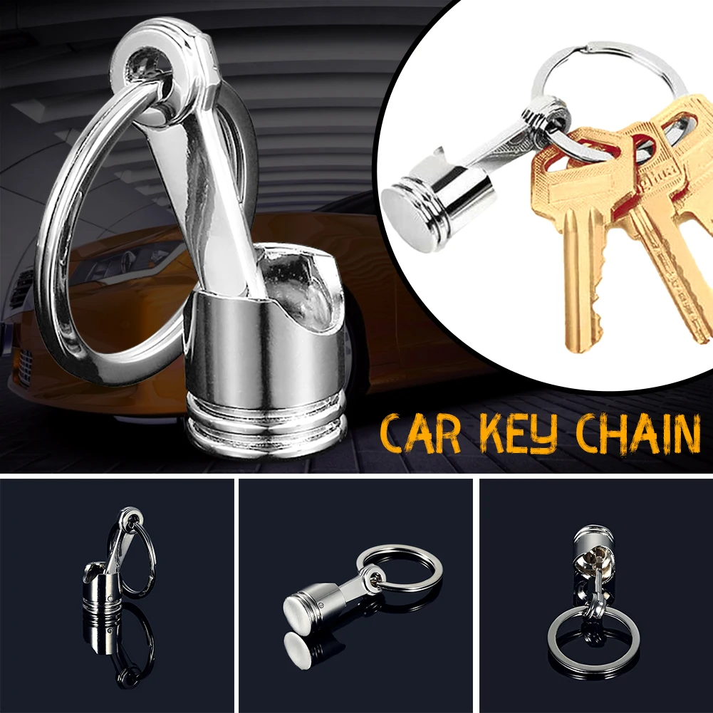 

Zinc Alloy Engine Silvery Piston Key Ring Chain Keychain Key Fob Creative Decorations Direct sales For Men Gift Trinkets