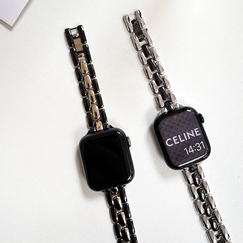 Metal Band For Correa Apple Watch Series 8 Ultra 49mm Bracelet Stainless Steel Strap 41MM 45MM For Iwatch 7 6 5 4 3 Women Strap