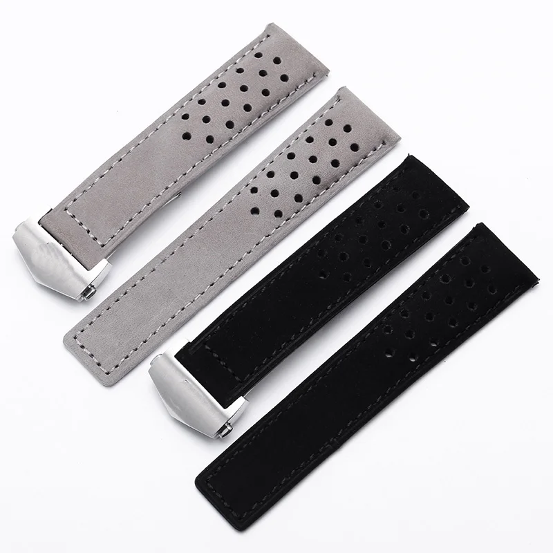 genuine leather watchband for TAG heuer men's watch strap with folding buckle 20mm 22mm Gray Black Brown cow leathr Band