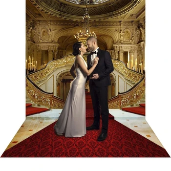Luxurious Castle Palace Red Carpet Stairs Photography Backdrop Wedding Birthday Party Opera Children Portrait Photo Background