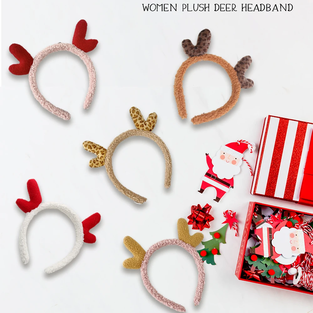 

Cute Fluffy Deer Headband For Women Sweet Cat Ear Antler Plush Hair Hoop Washing Face Makeup Hairband Hair Accessories