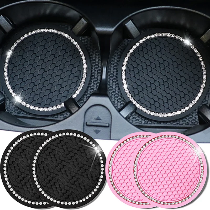 

Car Non-slip Water Cup Pad Diamond Rhinestone Bling Decoration Auto Interior Cup Bottle Anti-skid Rubber Mat Car Accessories