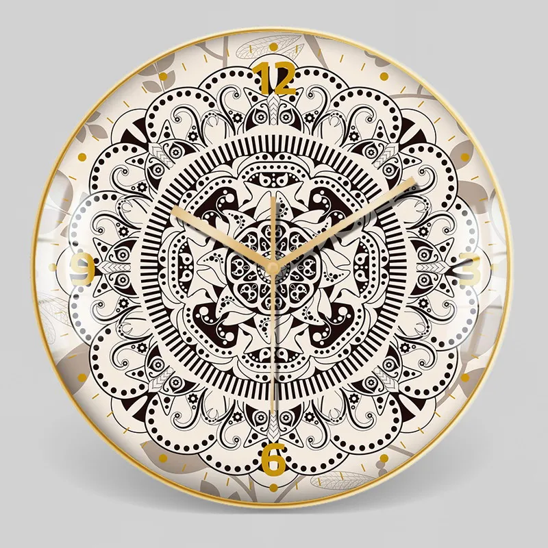 

Morocco Decorative Clock Ethnic Style Glass Bohemian Pattern Wall Clock Mute Home Wall Clocks