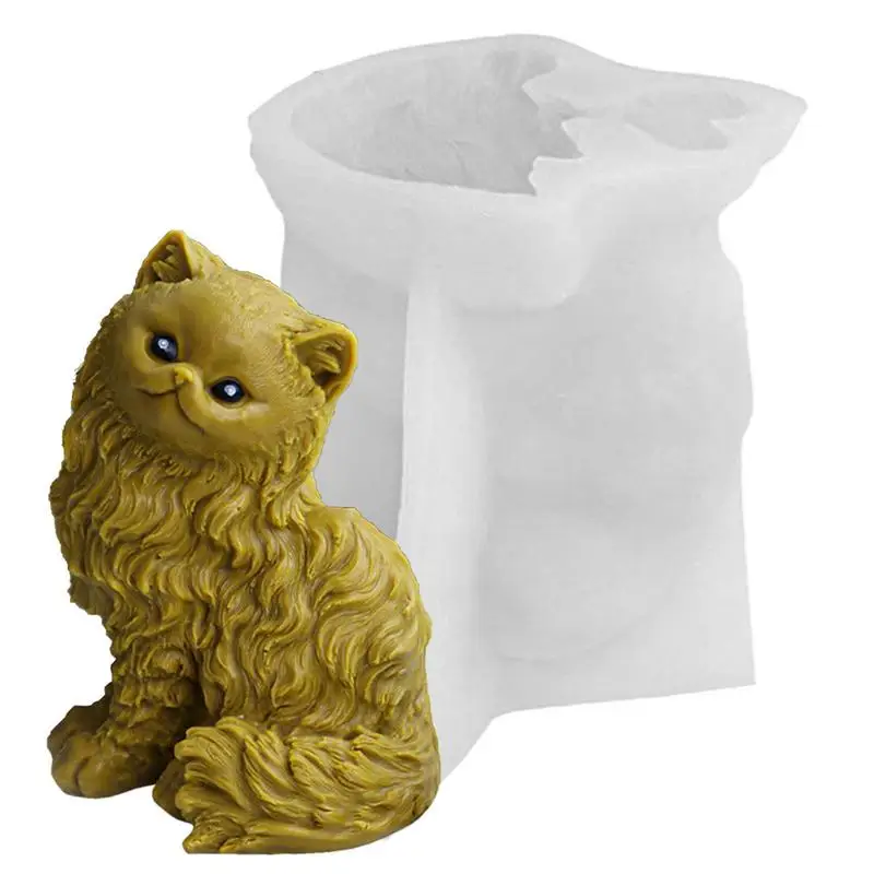 

3d Cat Silicone Mold Persian Cat Shape Durable Candle Molds Candle Holder For Making Candles Classic Irregular Mold Table Decor