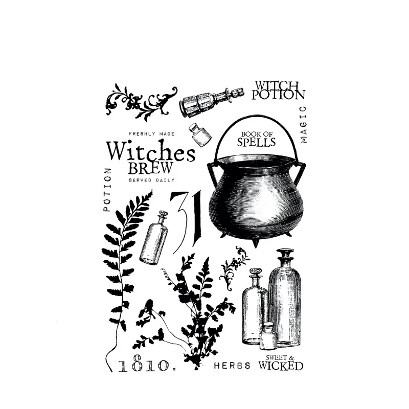 Новинка 2024 штамп с прозрачной печатью ведьмы на Хэллоуин сделай сам скрапбукинг