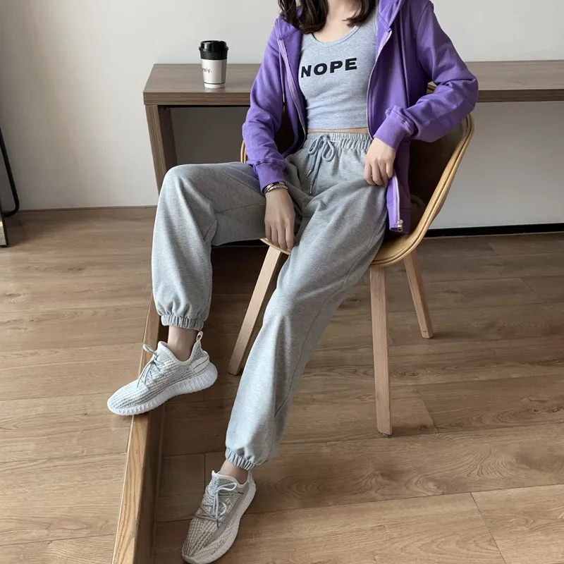 Gray sweatpants women loose bundle feet spring and autumn casual pants small man Harun Wei pants 2023 new