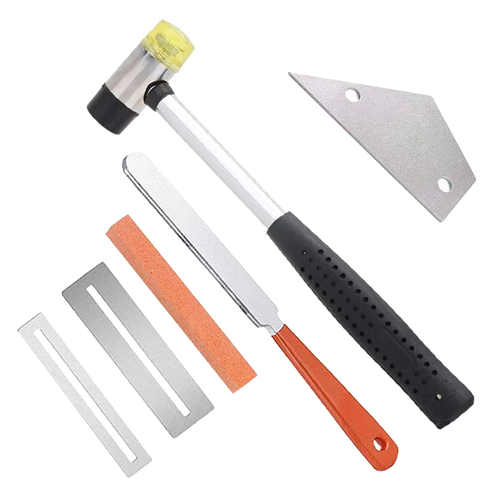 

6pcs Guitar Luthier Tool Kit Guitar Fret Crowning File Double Headed Fret Wire Rubber Hammer Fret Rocker Fretboard Guards