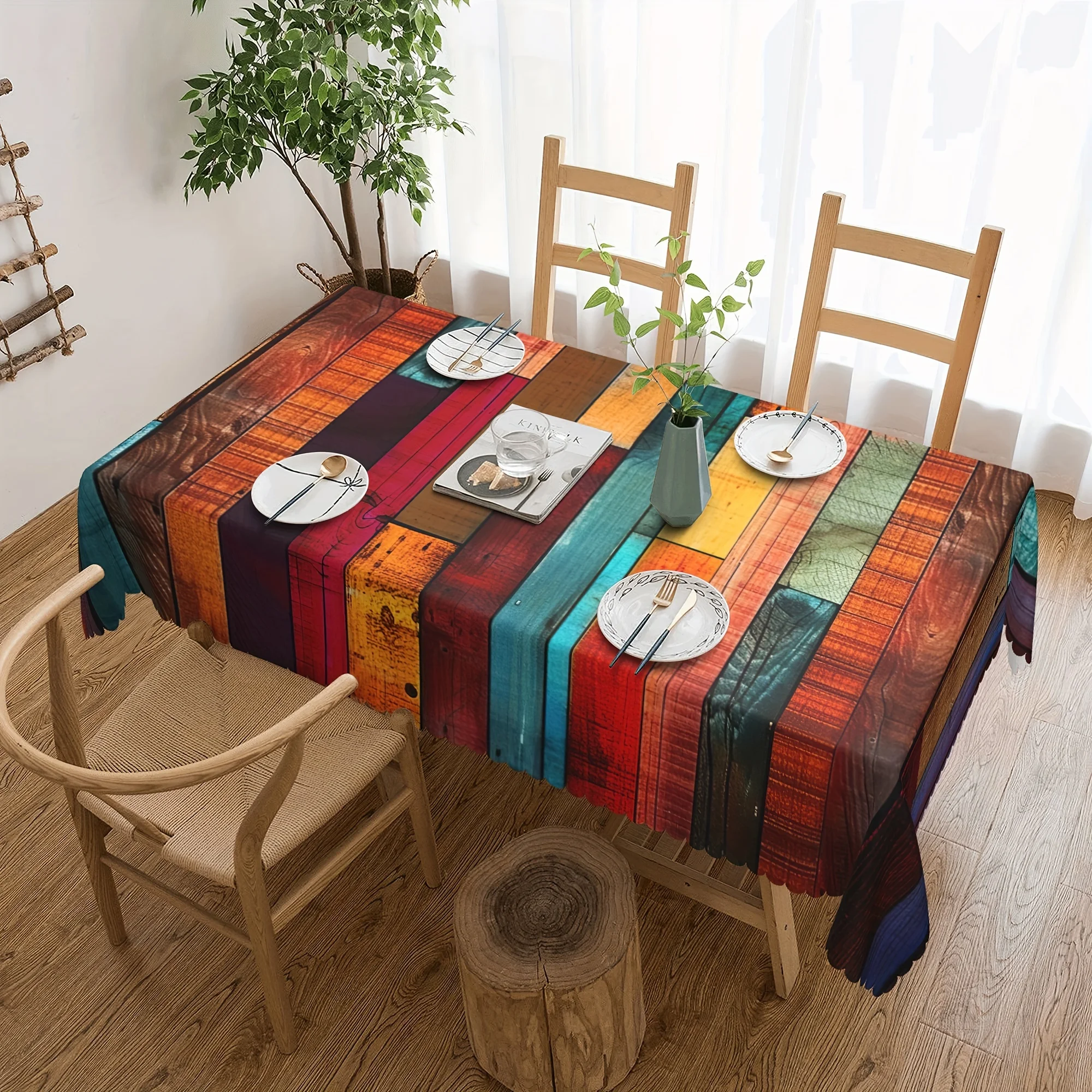 

Скатерть из полиэстера, деревянный принт