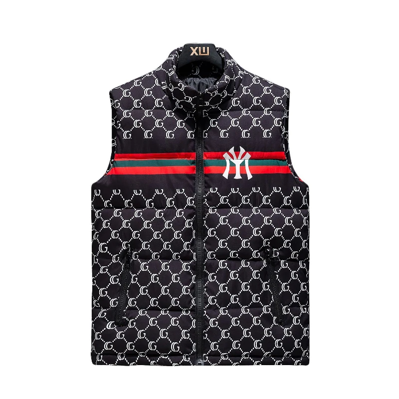 2022 New autumn and winter letter vest men's casual standing collar down warm vest fashion trend sleeveless down cotton vest