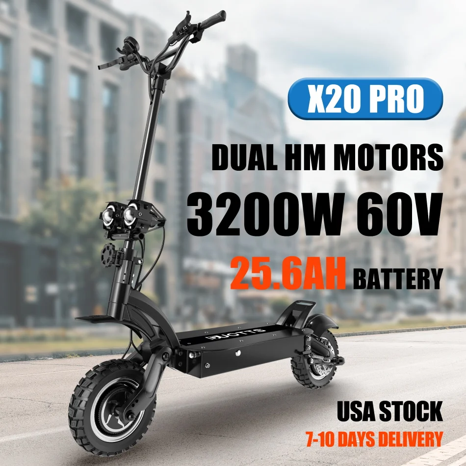 

USA STOCK X20Pro 60V 3200W Dual Motor Electric Scooter 25.6Ah Scooter for Adults Hydraulic Brake Electric Motorcycle e scooter