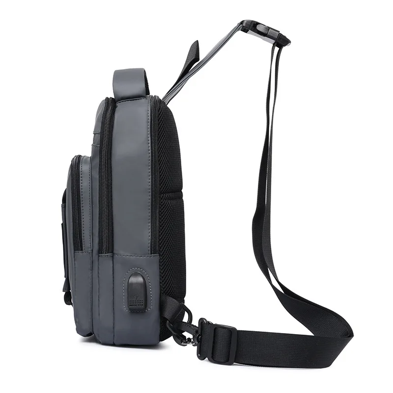 Multifunction Men Crossbody Bag Fashion USB Charge Chest Pack Sling Shoulder Bags Male Waterproof Short Trip Messenger Bag