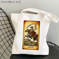 women shopper bag death skull tarot card witchy bag harajuku magic shopping canvas shopper bag girl handbag shoulder lady bag