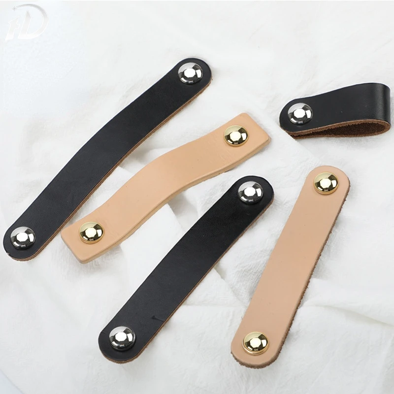 

Leather Cabinet Knobs and Handles for Kitchen Cupboard Door Pulls Black Brown Furniture Handle Wardrobe Dresser Knobs