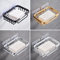 1 Pcs Creative Drill Free Soap Dish Holder Wall Mounted Storage Rack Holder Hollow Type Soap Sponge Dish Bathroom Accessories