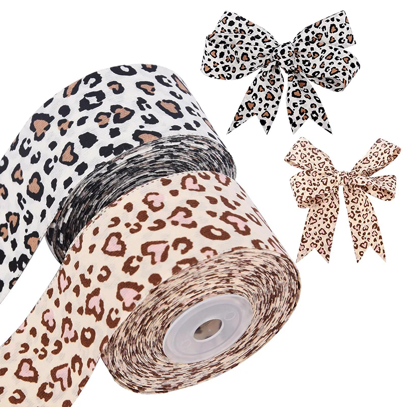 

10yards Leopard Printed Ribbon Double-sided Printed Fabric Ribbon DIY Bow Making Sewing Garment Materials Gift Wrapping Supplies