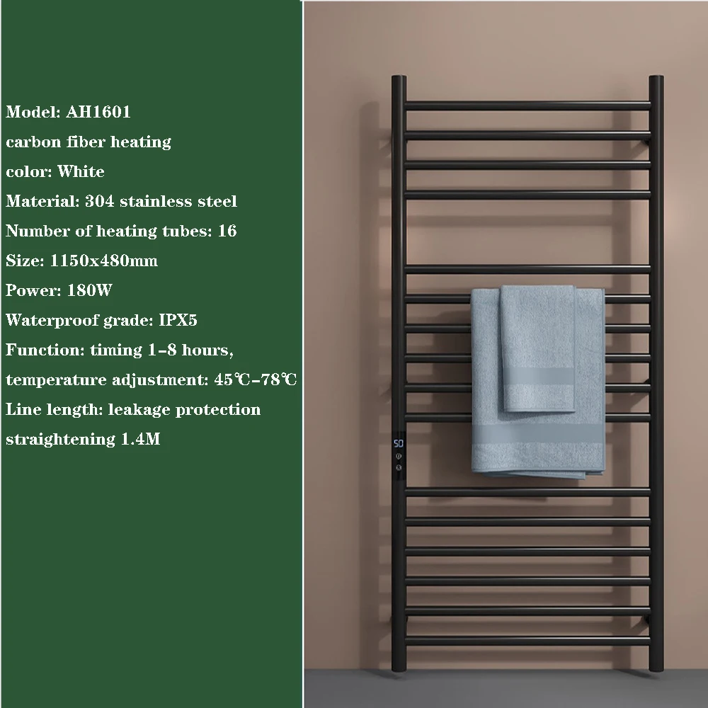 

Tuya Smart Electric Towel Warmer Stainless Steel Electric Towel Rail Hidden Wire Electric Towel Rack Towel Warmer Temperature Ti