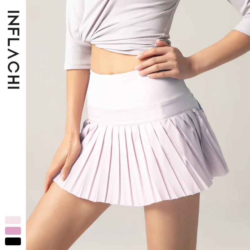 Women Tennis Skirt High Waisted Pleated Running Yoga Skirt Tennis Shorts Breathable Pleated Volleyball Shorts Hiking Shorts