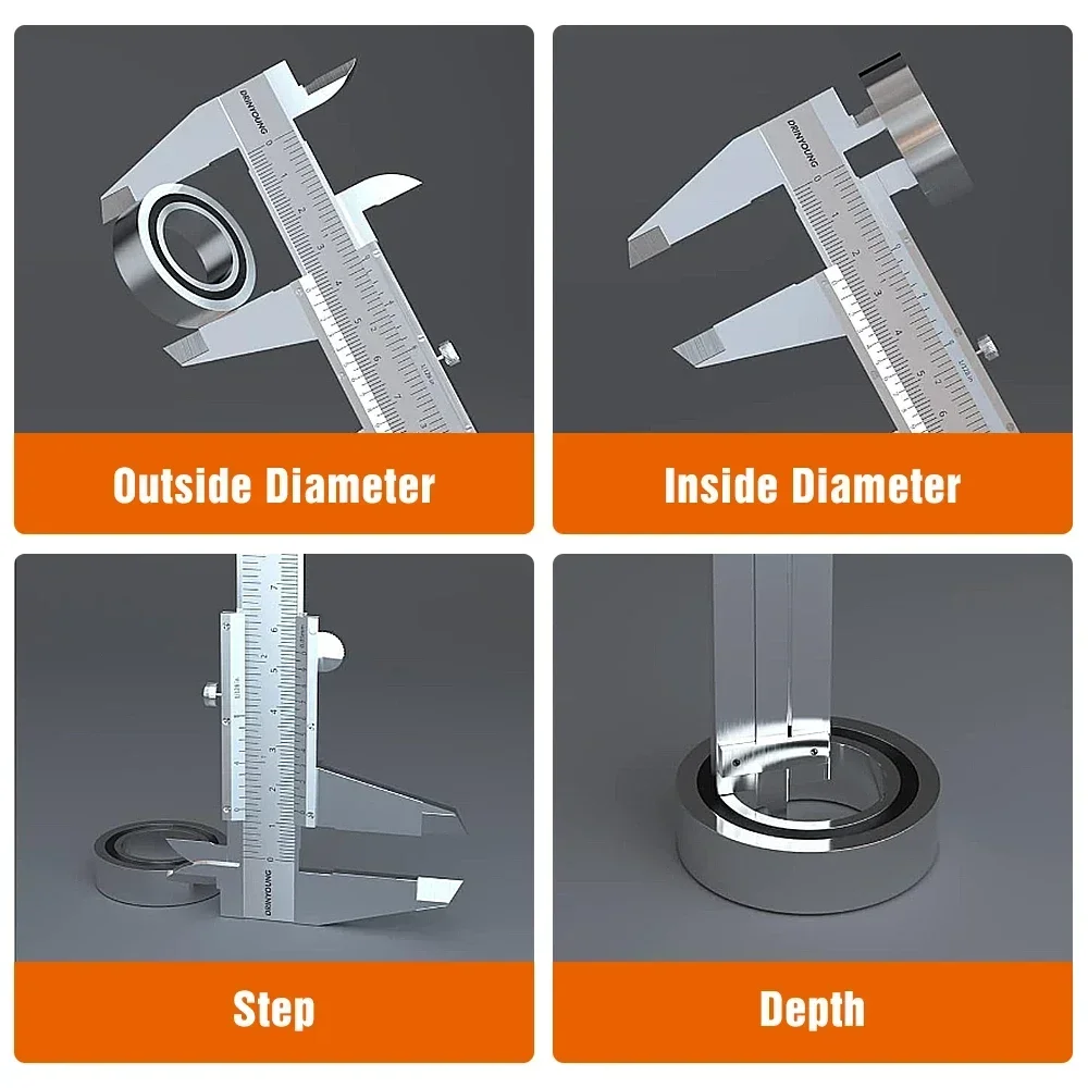 Штангенциркуль 0-150 мм из нержавеющей стали с двойным считыванием и высокоточный