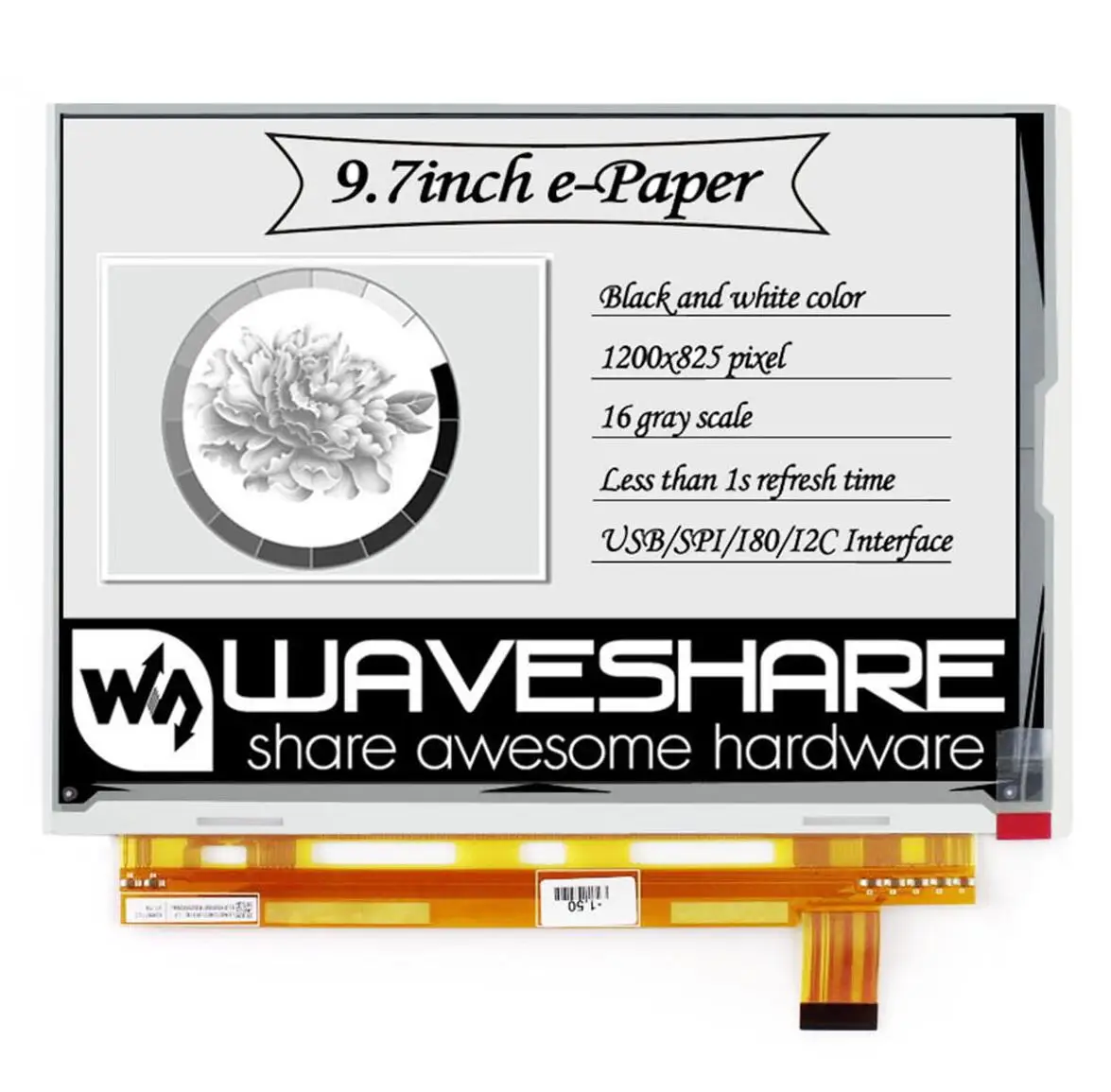 Waveshare 9 7 дюймовый E-Ink e-Paper Raw дисплей с разрешением 1200*825 без параллельного порта PCB