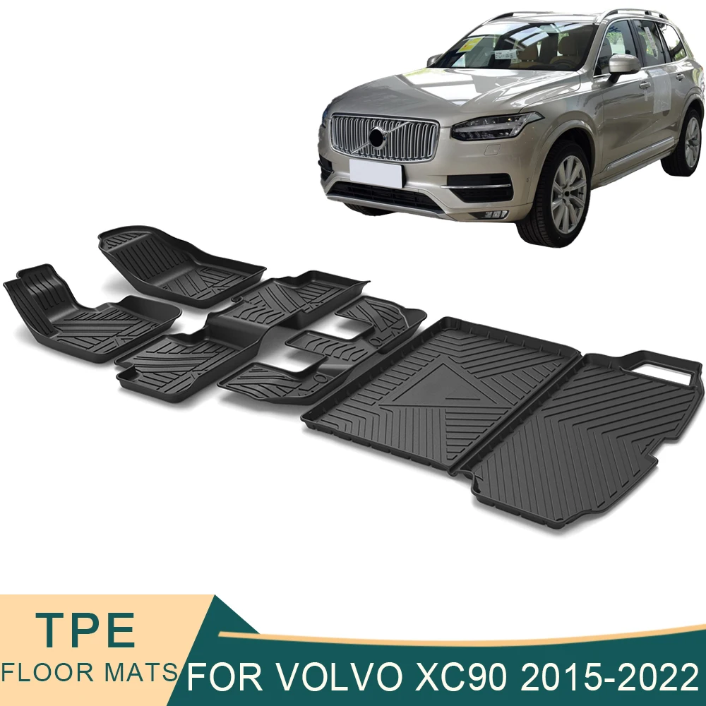 

For Volvo XC90 2015-2022 Car Floor Mats All-Weather TPE Non-slip Foot Mats Cargo Liner Pad Waterproof Trunk Tray Mat Accessories