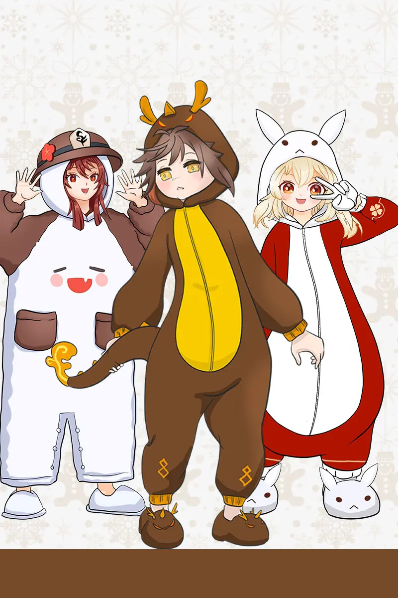 

Пижама Аниме Genshim impact Keli, костюм для косплея, Комбинезоны для взрослых, фланелевая домашняя одежда для сна с изображением милой собаки, комбинезон