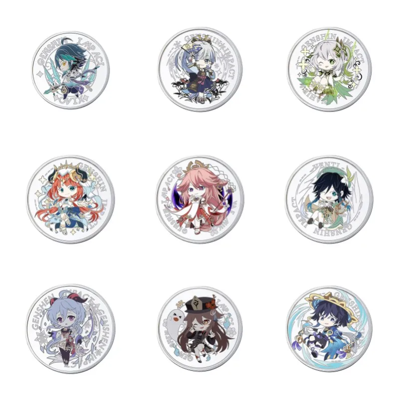 

Anime Genshin Impact Commemorative Coin Badge Figure Xiao Yae Miko Nahida Scaramouche Metal Collection Pendant Gift Friend Child