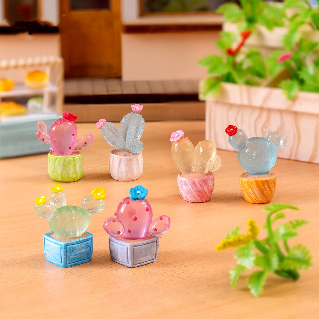 Фигурки миниатюры фосфоресцирующий искусственный кактус микроландшафтные