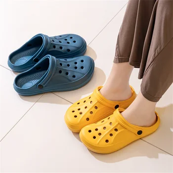 Summer Hole Shoes Men/Women EVA Beach Sneakers Outdoor Breathable Loafer Indoor Garden Non-slip Slippers Couple Baotou Sandals 1