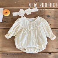 Baby Fashion Jacquard Clothes + Headdress Autumn New Baby Retro Bodysuit Newborn Out Clothes Bebes Shirts Tops Romper Cotton