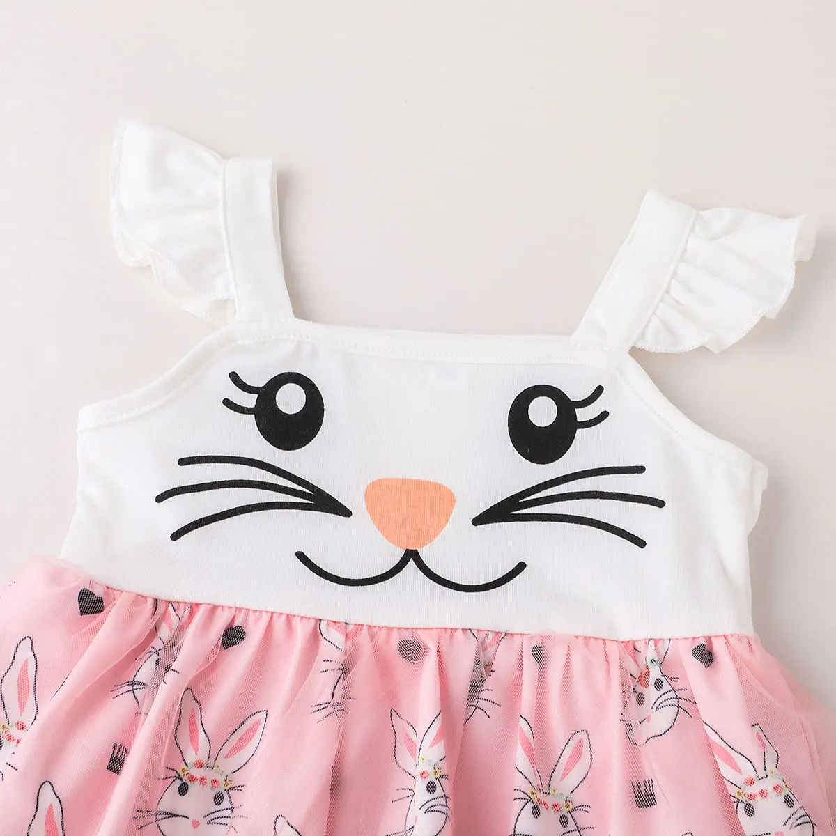 LAPA Baby Girls Summer One-Piece Sleeveless Romper Kids Slash neck Cute Printing Pink Dress Clothes