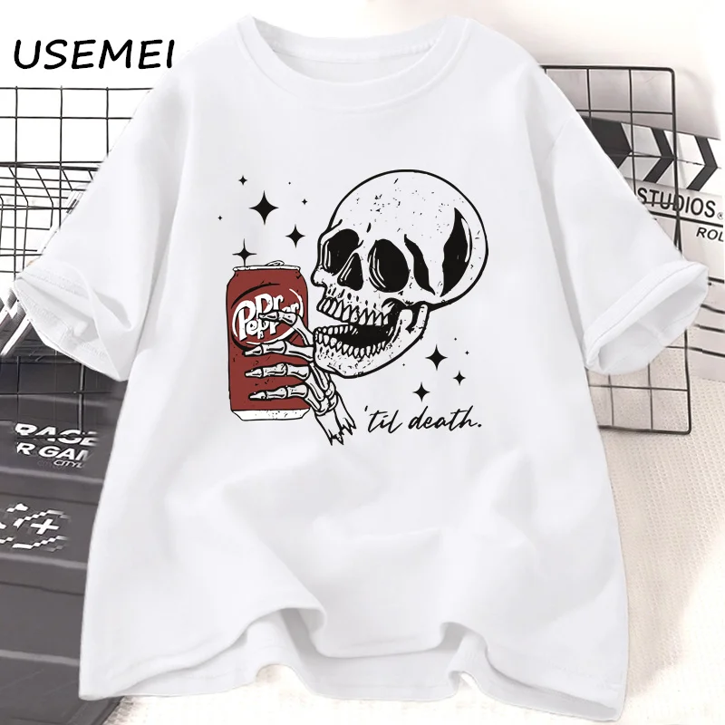 Футболка Till Death футболка со скелетом на Хэллоуин милая Dr Pepper футболки и рисунком