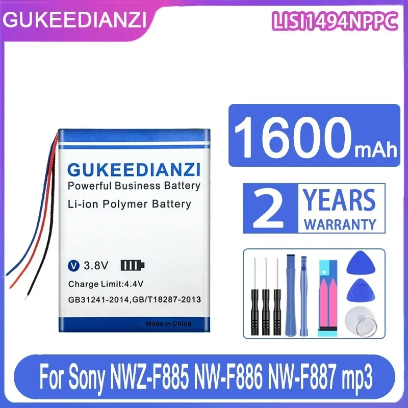 GUKEEDIANZI Сменный аккумулятор LISI1494NPPC 1600 мАч для Sony NWZ-F885 NW-F887 NW-F886 mp3 Bateria