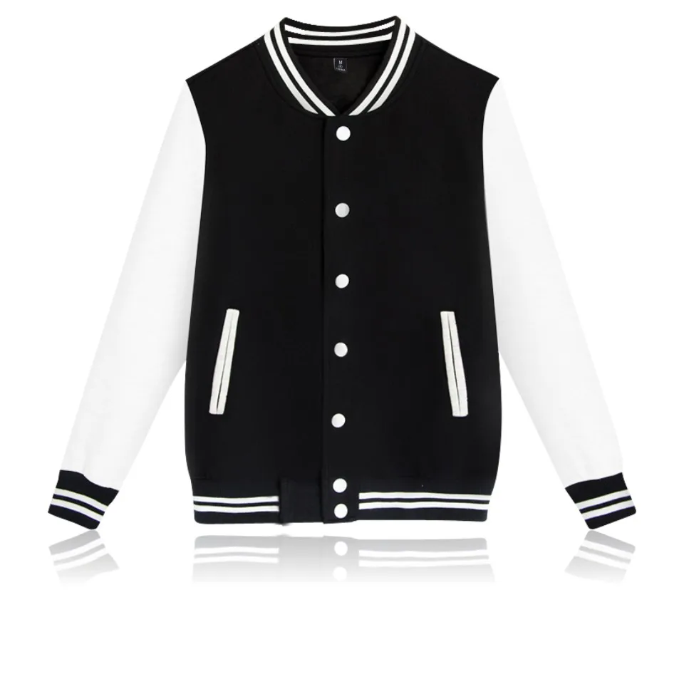 

Hip Hop Harajuku Baseball jacket Jackets Men/women Solid Color Coat bomber jacket Single Breasted Harajuku Sweatshirt