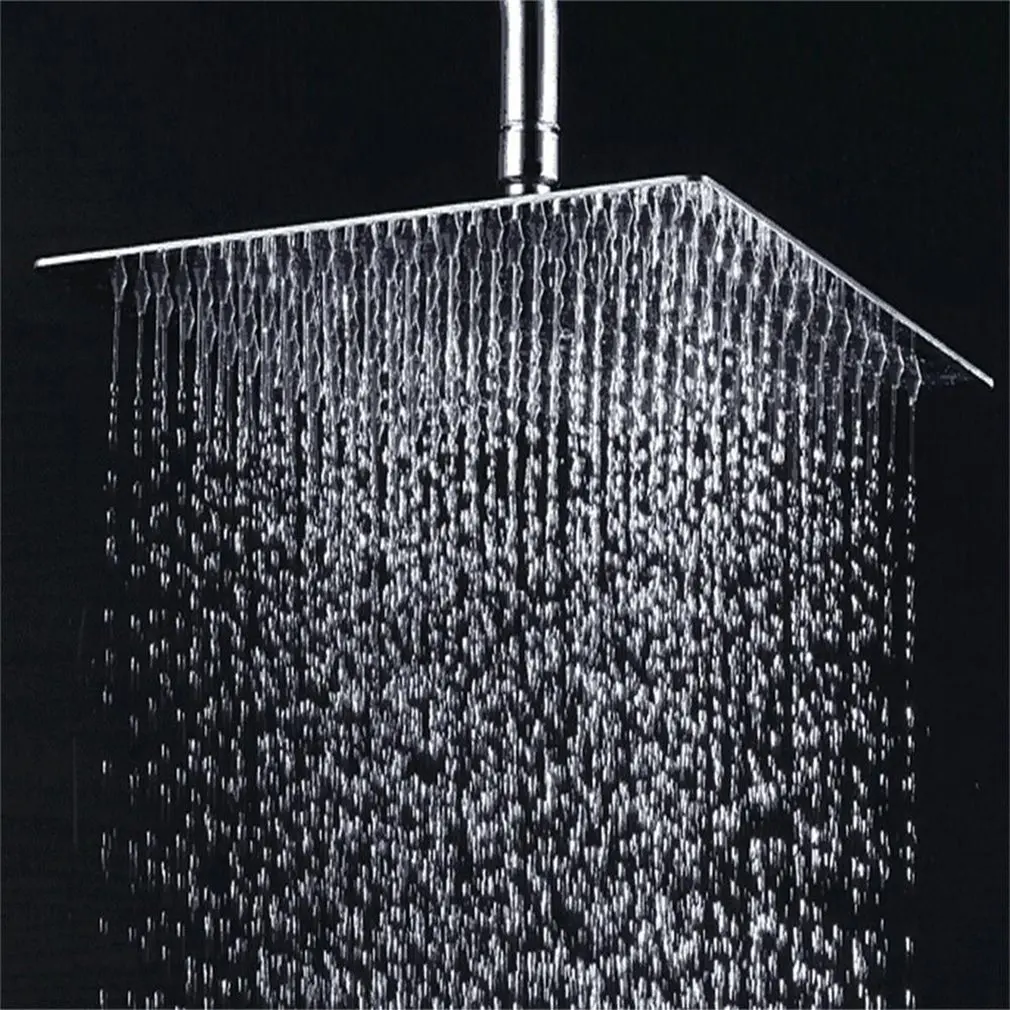 

12 Inch Square Shape Stainless Steel Rain Shower Head Rainfall Bathroom Top Sprayer for Home Bathroom Supplies