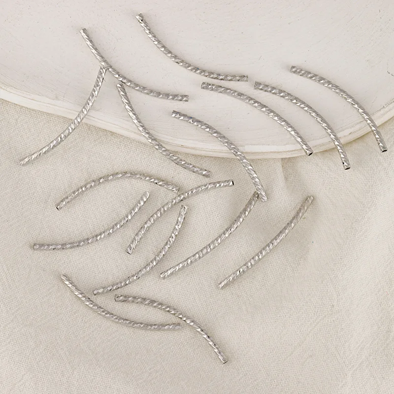 25pcs 14k 18k Gold Color Plated Curved Tube Spacer Beads for Diy Bracelet Necklace Marking Brass Connector Jewelry Accessories