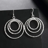 925 sterling silver jewelry fashion flash three ring earrings wedding girl couple vintage earrings earrings earrings jewelry