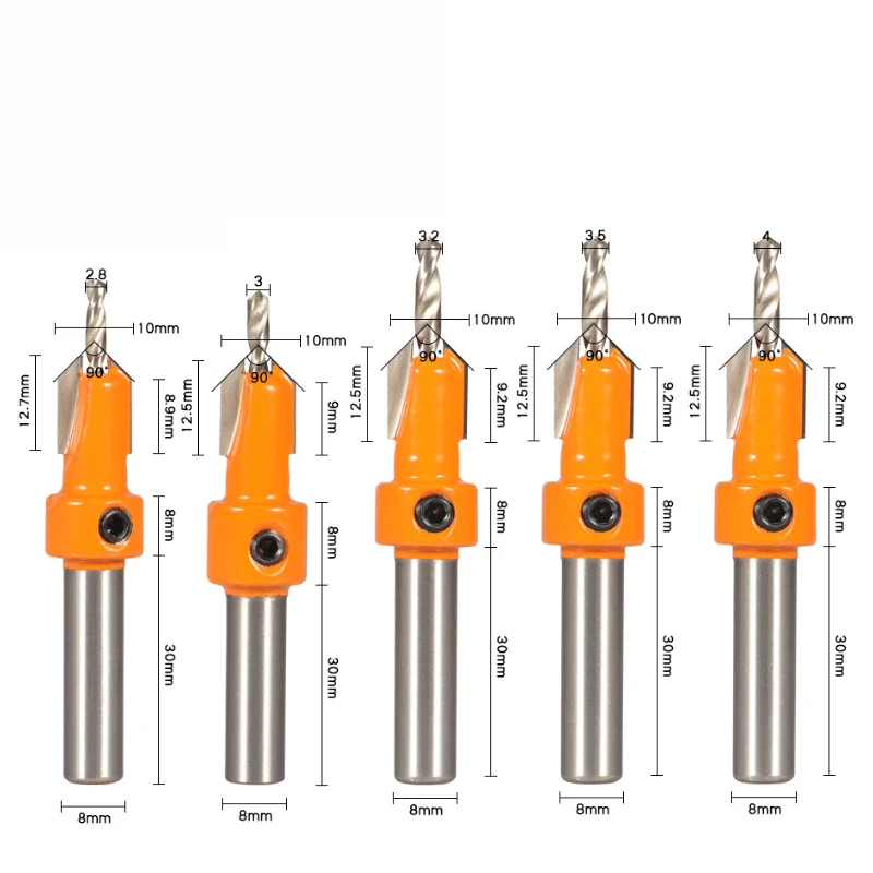 

Набор фрез для деревообработки из быстрорежущей стали с хвостовиком 8 мм, 5 шт.