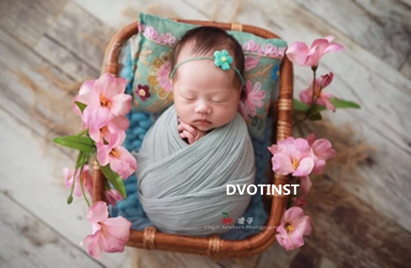 Реквизит для фотосъемки новорожденных Dvotinst ретро плетеная корзина из ротанга