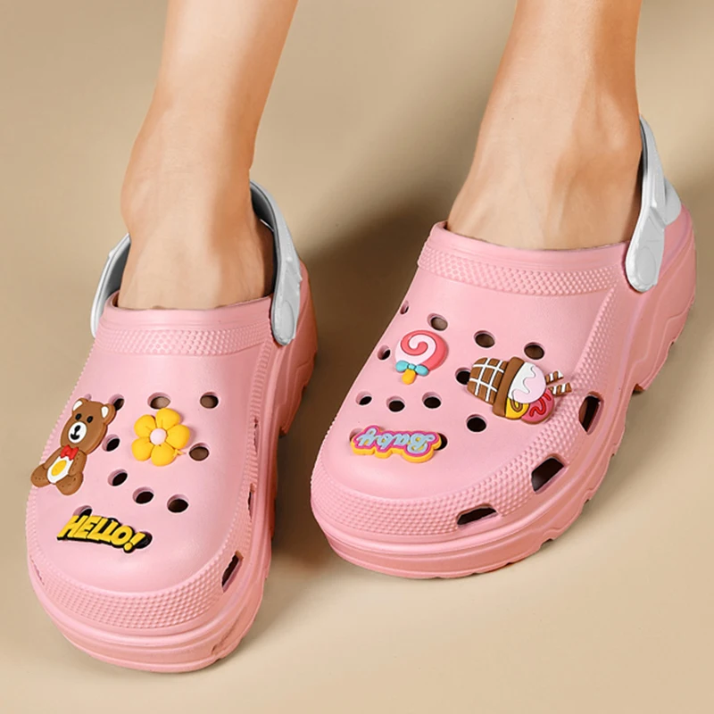 

Summer Women Sandals Shoes Garden Shoes Mixed Colors Sandal Vacation Beach Non-slip EVA Soft Bottom Shoes Sides For Female 36-41