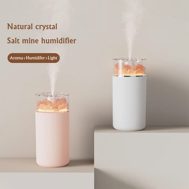 

Crystal Salt Stone Air Humidifier USB Aromatherapy Essential Oil Diffuser with LED Lamp 1200mAh Chargeable Battery Humidificador