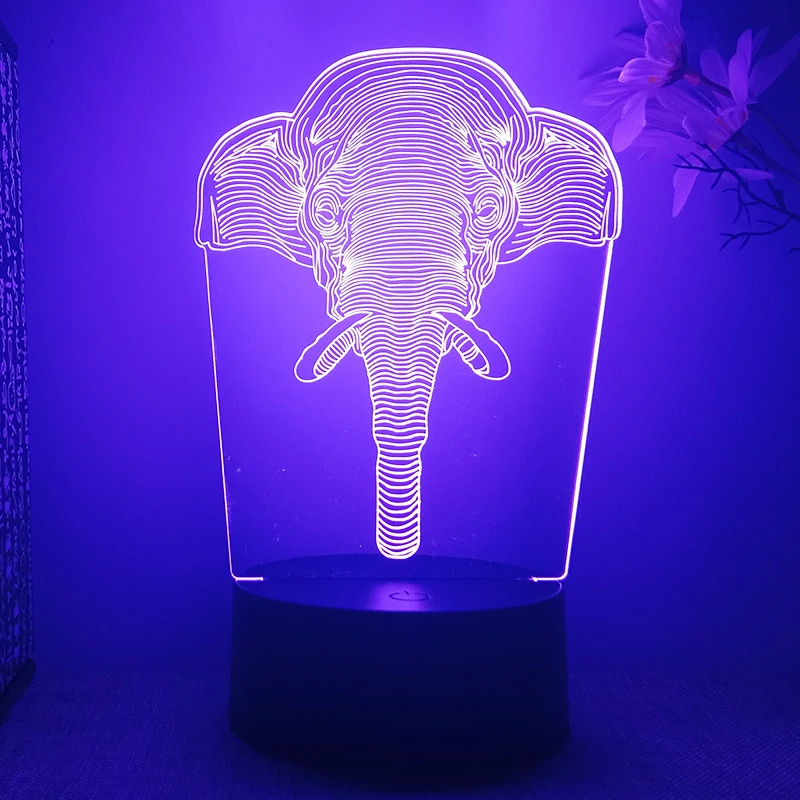 Elephant 3d Led Night Light For Bedroom Lava Lamp Children's Room Decor Birthday Gift For Kids