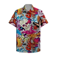 2022 mens shirt 3d printed horror skull shirt open window holiday hawaiian shirt 3d print short sleeve top fashion shirt 5xl