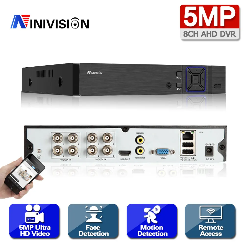 

6 in 1 4CH 8CH Security CCTV DVR AHD 5MP 4MP 3MP 1080P H.265 Hybrid Video Recorder for AHD TVI CVI Analog IP Camera IP 5MP