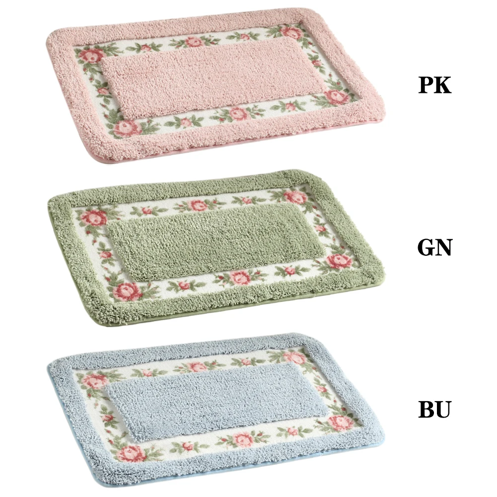

Rug Floral Rustic Plush Rug Soft Anti-Slip Door Mat Floor Mat Bath Mat Bathroom Shower Rug Bedroom Living Room Rug