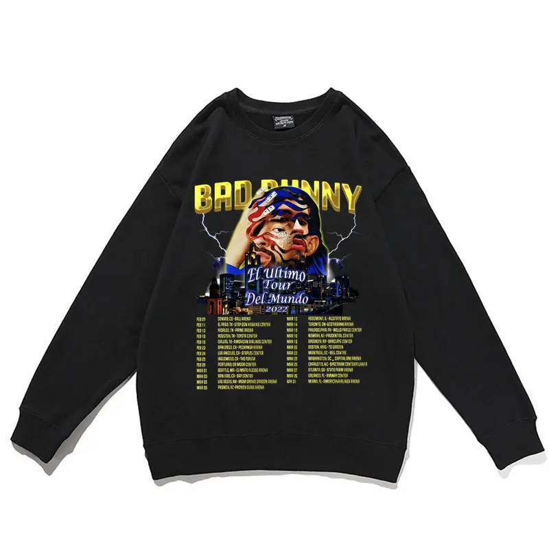 

Rapper Bad Bunny El Ultimo Tour Del Mundo 2022 Pullover Regular Mens Fashion Casual Pullovers Tops Men Women Hip Hop Sweatshirt