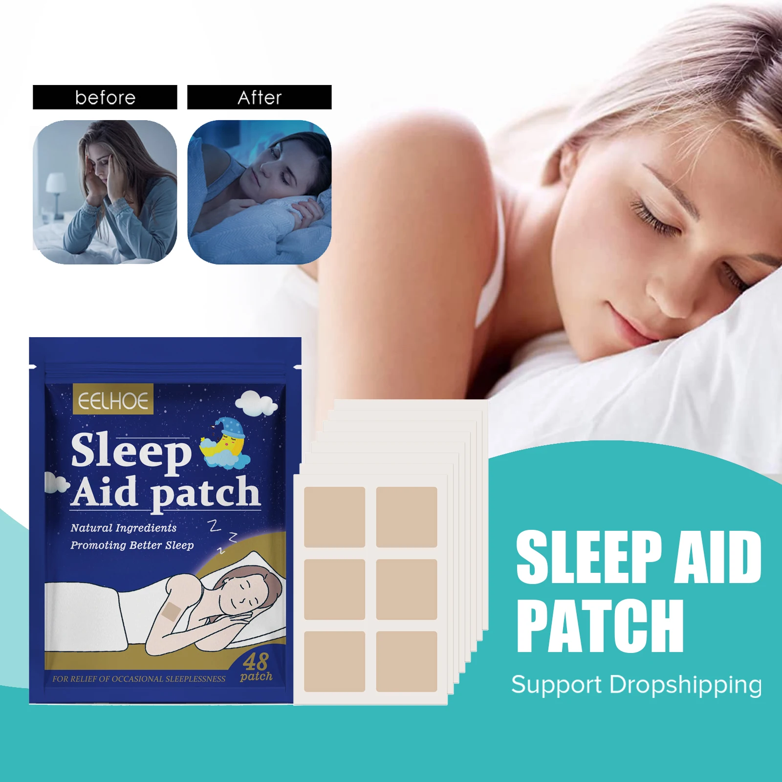 

Sleep Aid Patches Insomnia Treatment Relieve Anxiety Headache Neurasthenia Soothing Plasters Body Relaxing Help Sleeping Patch