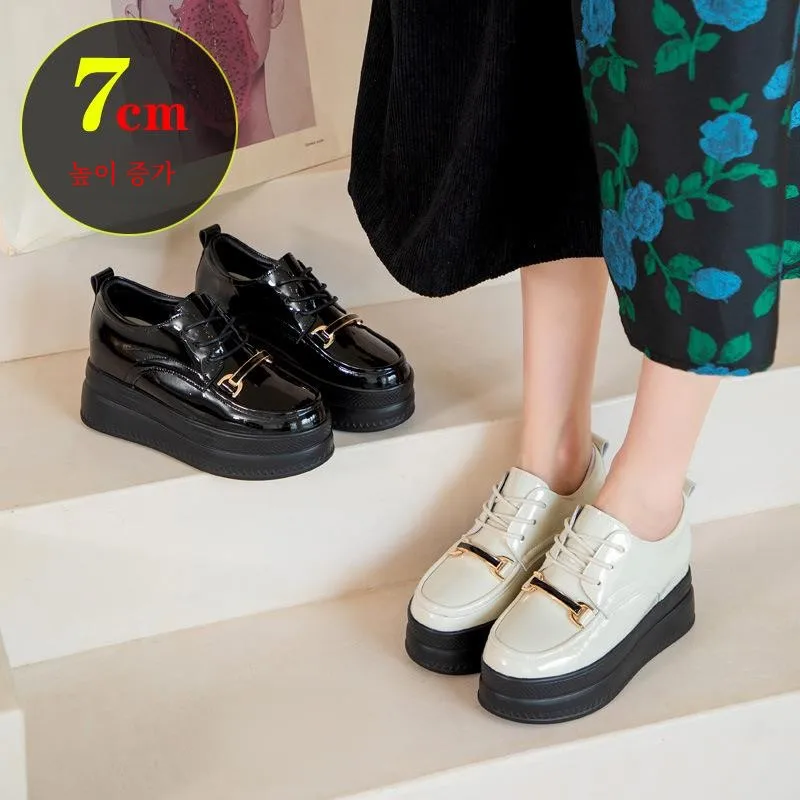 Маленькие кожаные туфли на платформе Muffin из натуральной кожи с лифтом женская