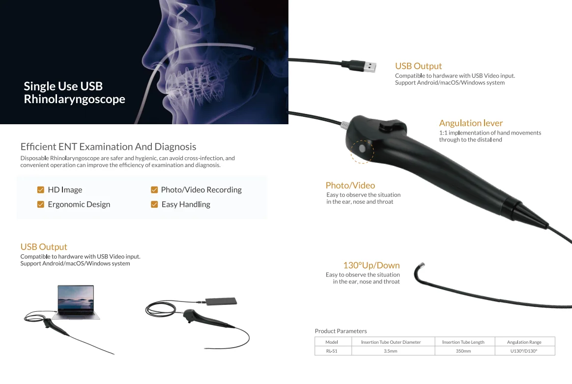 

Многоразовый носовой ларингоскоп BESDATA 2,8 мм